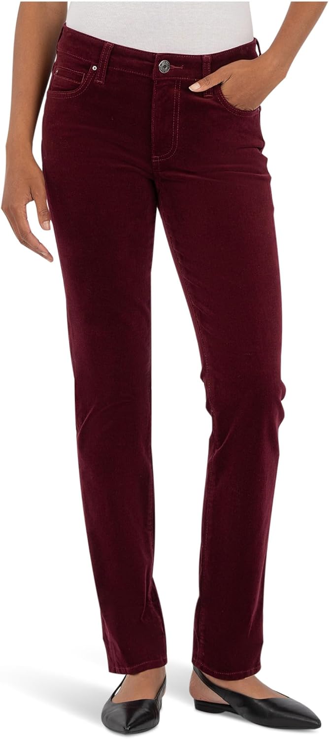 KUT from the Kloth Catherine Corduroy Boyfriend 5 Pockets in Dark Cherry