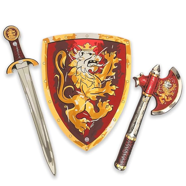 Liontouch - Espada, Escudo y Hacha Roja de Caballero Noble, Niños Edades de 3-8 Años