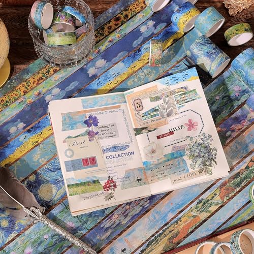 Emmoolife YHJD-001 32 Rolls Washi Tape Set, Oil Painting Decorative Masking Tape, Van Gogh Adhesive Tape For Bullet Journal, Diy Crafts Gift, Party Decorations, Junk Journal, School Supplies thumb #7