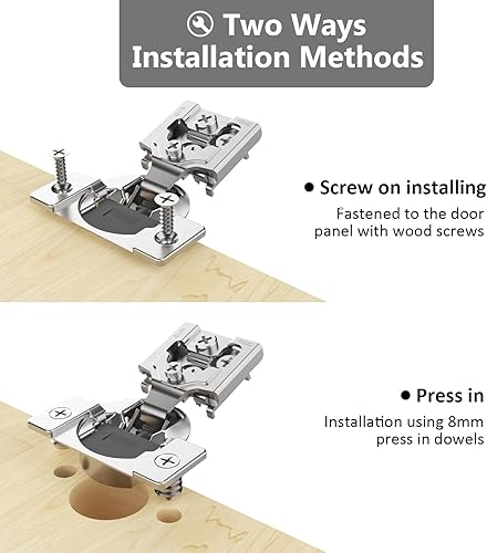 Miniatura 6 de Asidrama Paquete de 10 5 pares de bisagras de gabinete de cierre suave superpuestas de 34 pulgadas, bisagras ocultas de níquel satinado, bisagras