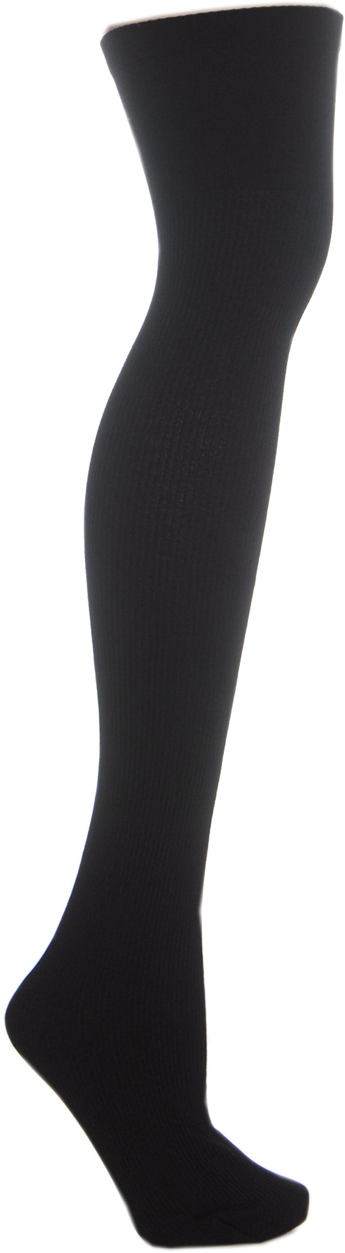Cosyfeet Women's Black Extra Roomy Softhold® Warm Ribbed Hold‑Ups 80 Denier - One Size Fits All
