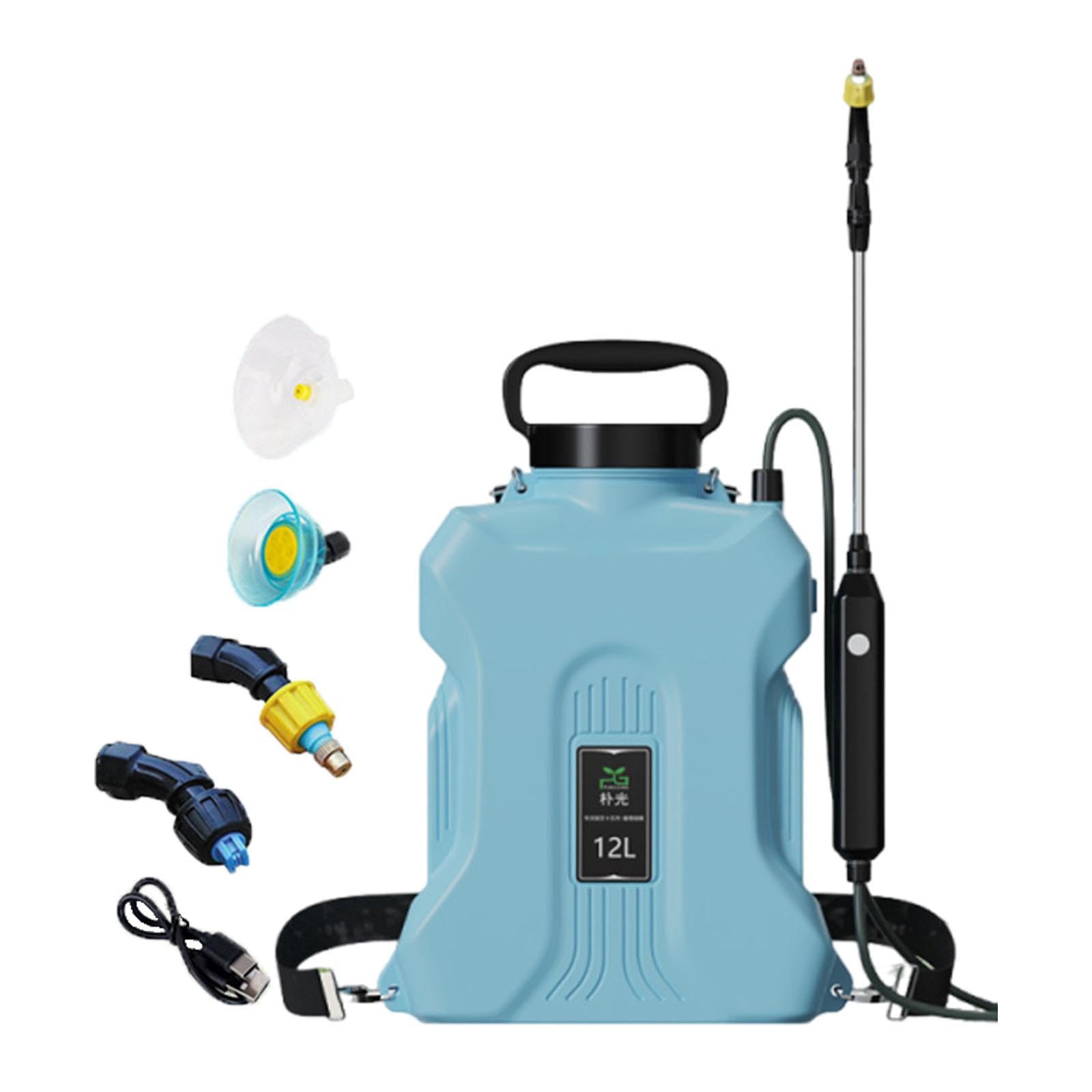 Harilla Pulverizador eléctrico de jardín con Lanza retráctil de 12 litros, Profesional, práctico, versátil y, Ideal para bañar Mascotas, Azul