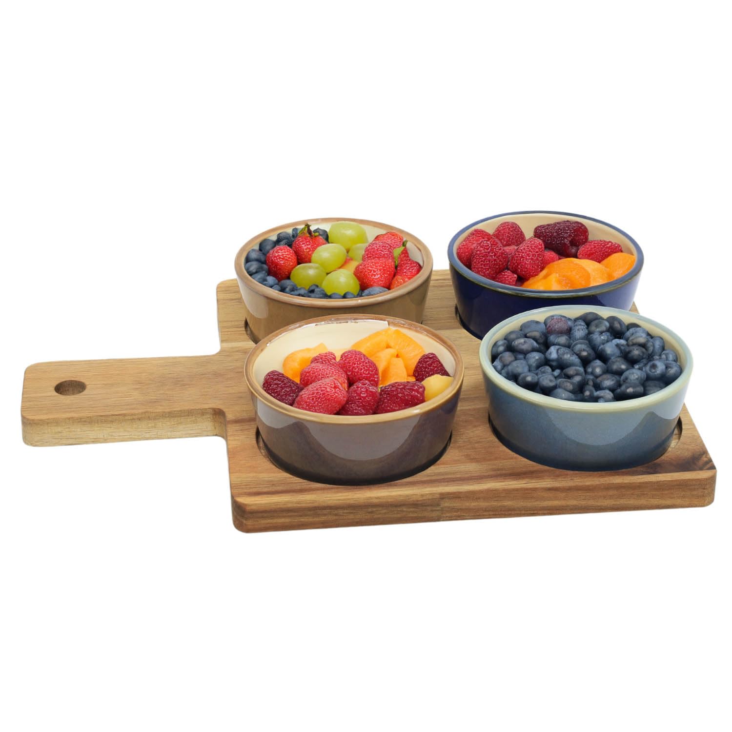 Lesser & Pavey Snack Dishes & Wood Trays For Food Serving | Wood Snacks Serving Platter With Bowls | Colourful Designers Round And Square Tray Set Of - View #14