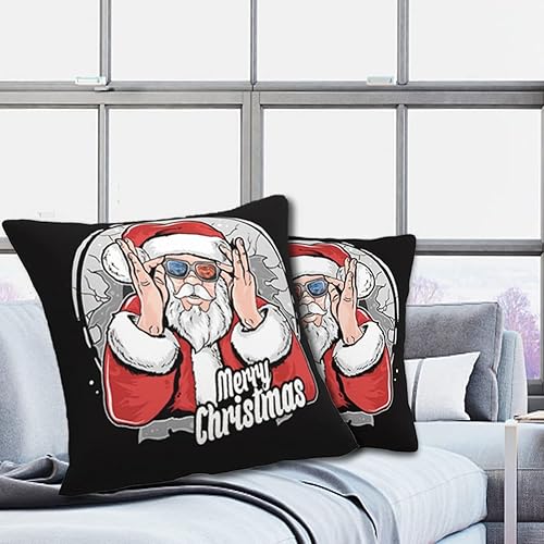 Miniatura 4 de Juego de 4 fundas de almohada navideñas de 18 x 18 pulgadas, fundas de almohada de Navidad, decoración de casa rural, funda de almohada de lino con
