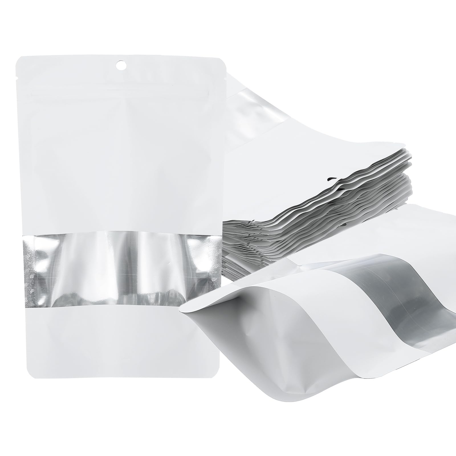 PATIKIL 7.09x10.24 in Stand Up Pouch Bags, 60 Pack Resealable Matte White