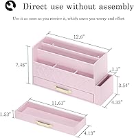 Vista 7 de Wisuse Bamboo Desk Mail Organizer with Drawer,Wooden File Bill Sorter Storage Box for Desktop, Letter Countertop Holder for Home,Office,School