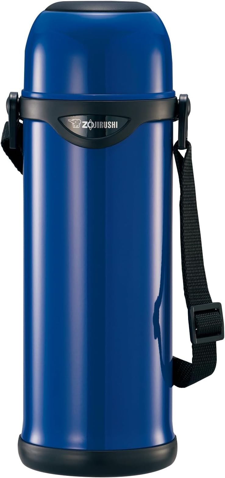 ZOJIRUSHI Thermos Bottle 1.0L Large Capacity with Hanging String Cup Type Wide Mouth Approx. 5cm Stainless Steel Bottle Thermal Insulated Blue SJ-TG10-AA