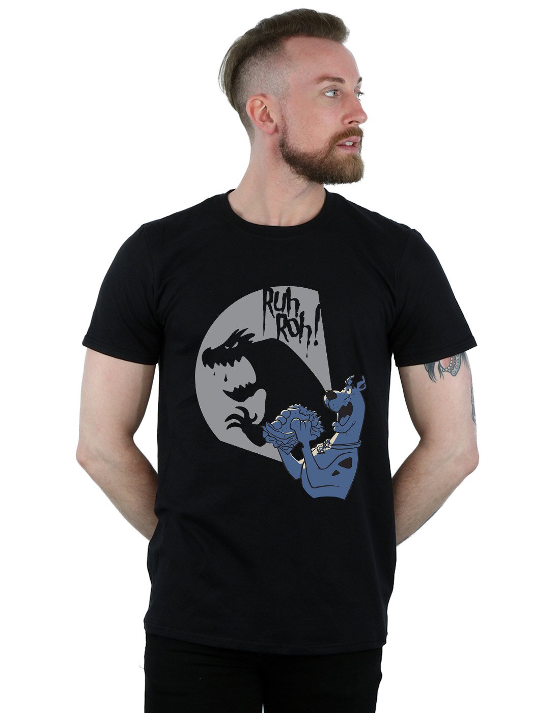 Absolute Cult Men's Black Scooby Doo Ruh Roh T-Shirt Large