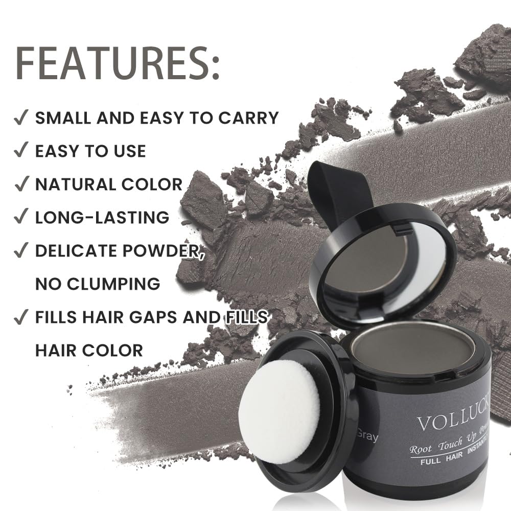 VOLLUCK Root Touch up Powder 10g, Covers Grey Roots & Conceals Thinning Hair, Hairline Powder for Men & Women, Natural Look - Image 2