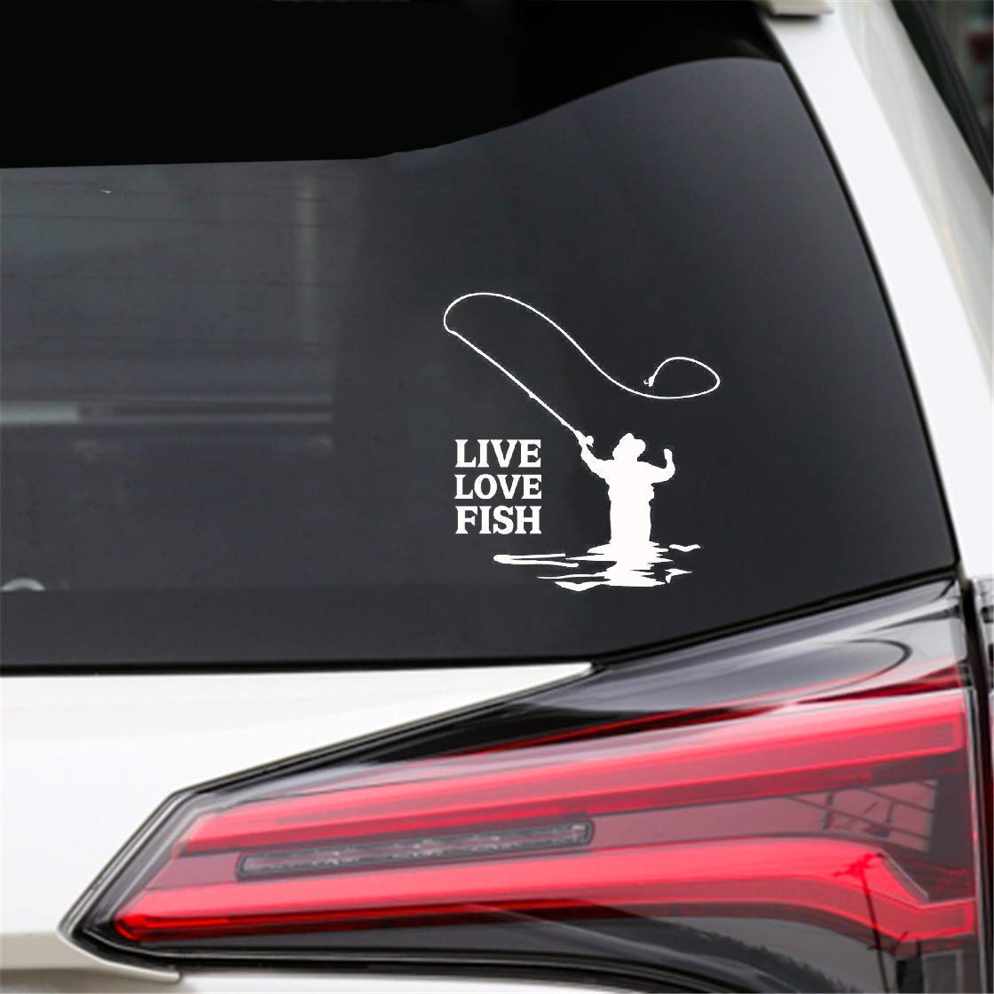 Dozili Vinyl Decal Live Love Fish Fashion Car Styling Car Sticker Decal For Car Laptop Window Sticker 6"