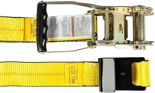 Vista 91 de Mytee Products Paquete de 20 correas de trinquete de 2 pulgadas x 30 pies con gancho plano, WLL 3,333 amarre de remolque, rojo para plataforma