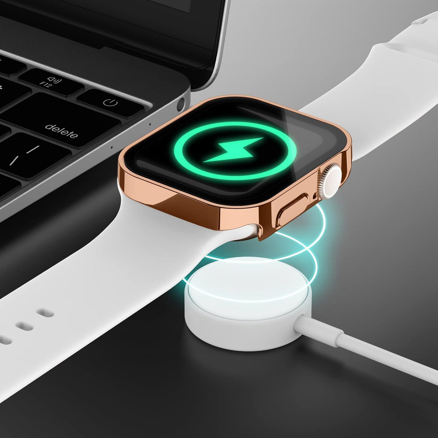 Adepoy 2 Pack Hard Case Compatible with Apple Watch 45mm Series 9 Series 8 Series 7 with Tempered Glass Screen Protector, Rosegold/Clear Ultra-Thin Durable Protective Cover for iWatch image 5