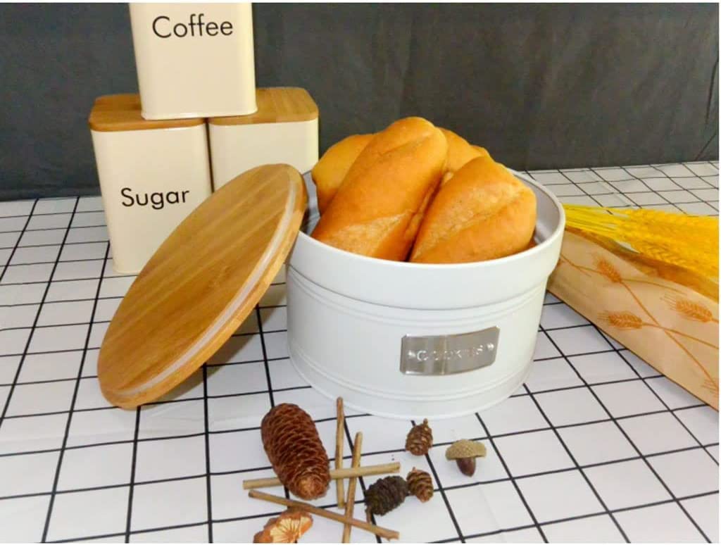 OLOTU Magazzinaggio Portapane in Metallo, portapane Rotondo Multifunzionale per spuntini Alimentari, Decorazione per la Colazione, Cestino per Il Pane Bianco con Coperchio Cestino del Pane