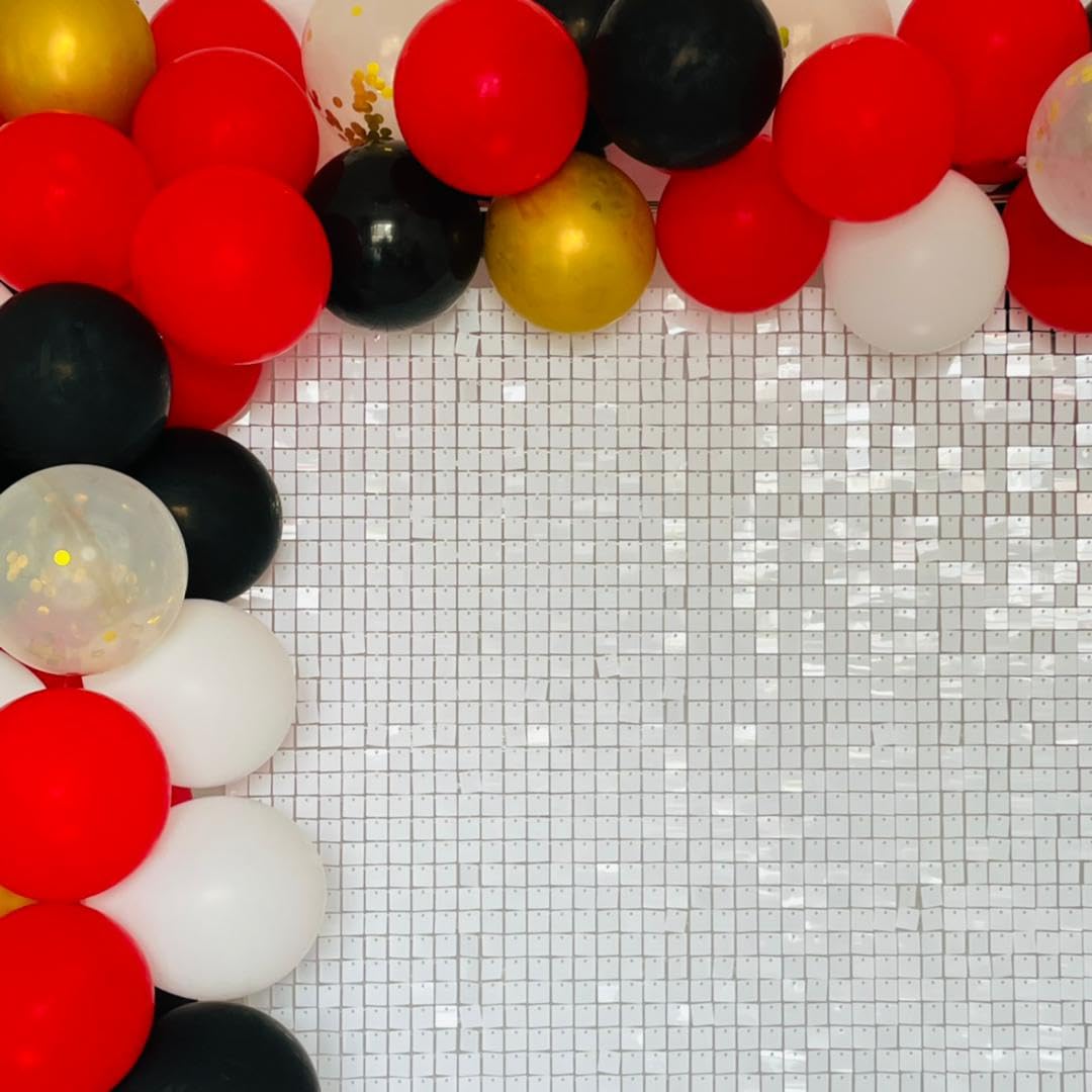 Blush Blooms Decor - 24 Sequin Panels for Sequin Wall - New Interlocking Design | Shimmer Wall, Sequin Backdrop, Events, and Advertising Signs (White)