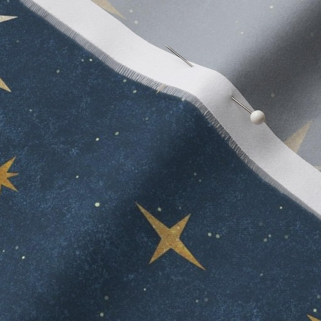 Spoonflower Fabric - Art Deco Blue Gold Night Sky Navy Mid Century Printed on Organic Cotton Sateen Fabric by The Yard - Sewing Quilting Apparel Home Decor