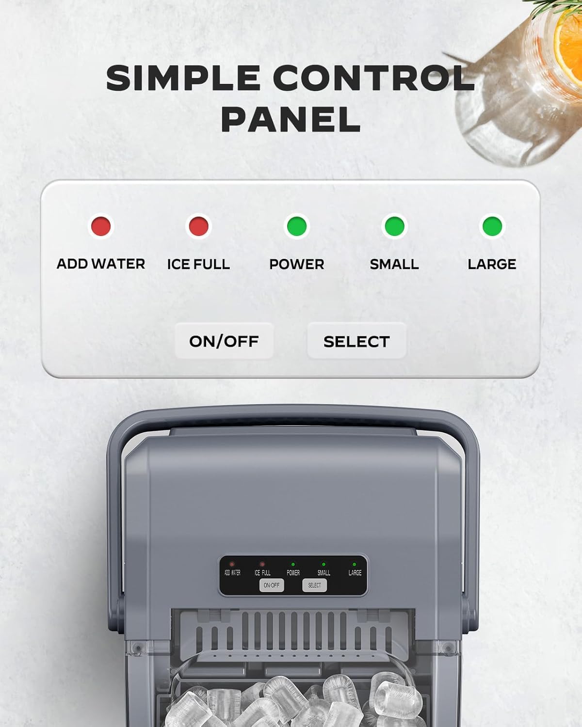Marsail Portable Ice Maker, 6-Minute Quick Ice Making, 26 Lbs/Day, Self-Cleaning, Ideal For Home/Office/Party Use on Fridge.com - View 5