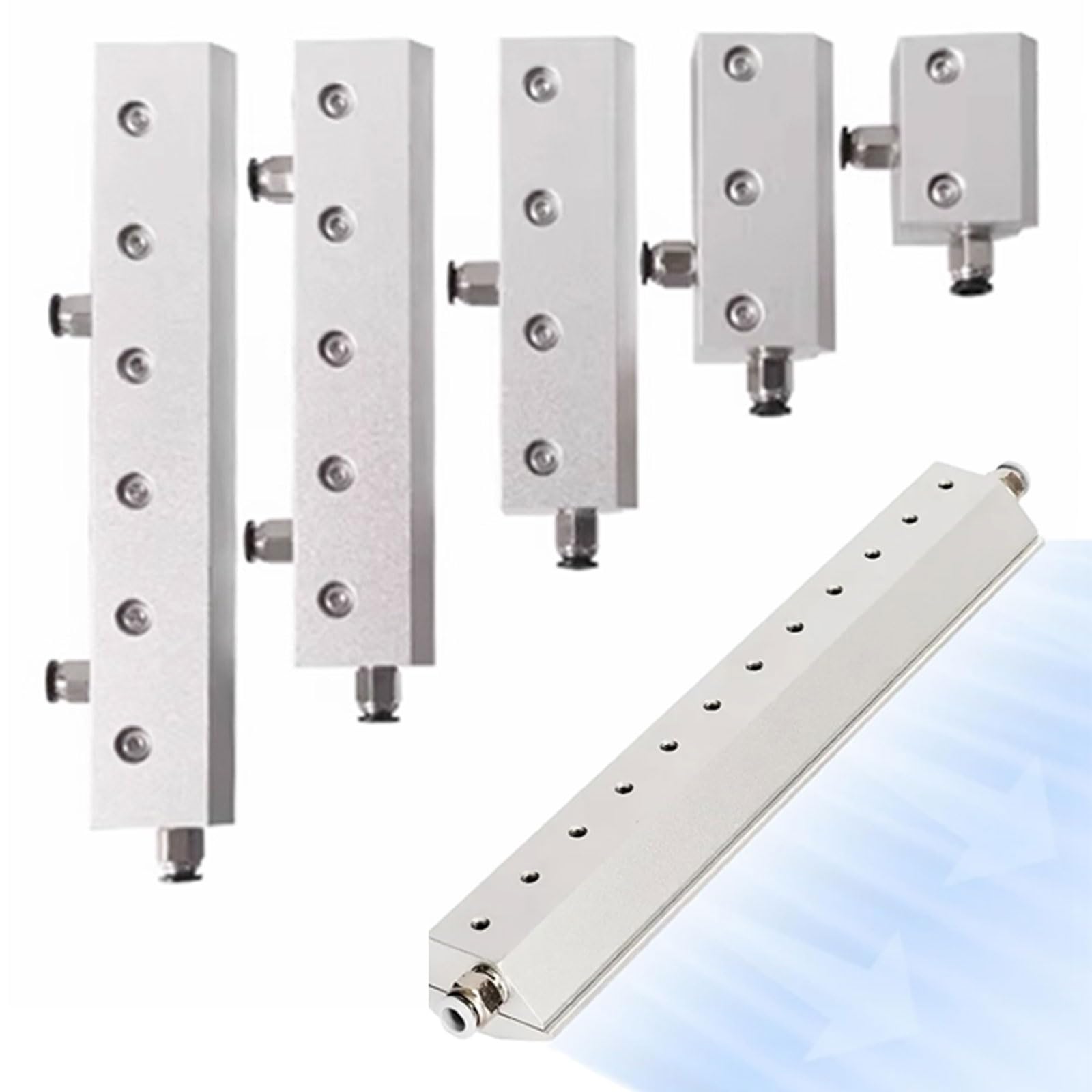 Soplador de cuchillos de aire industrial, máquina neumática de cortina de aire de aleación de aluminio de rosca interna de 1/4, boquilla de gas, espacio de 0,05 mm, para línea de producción