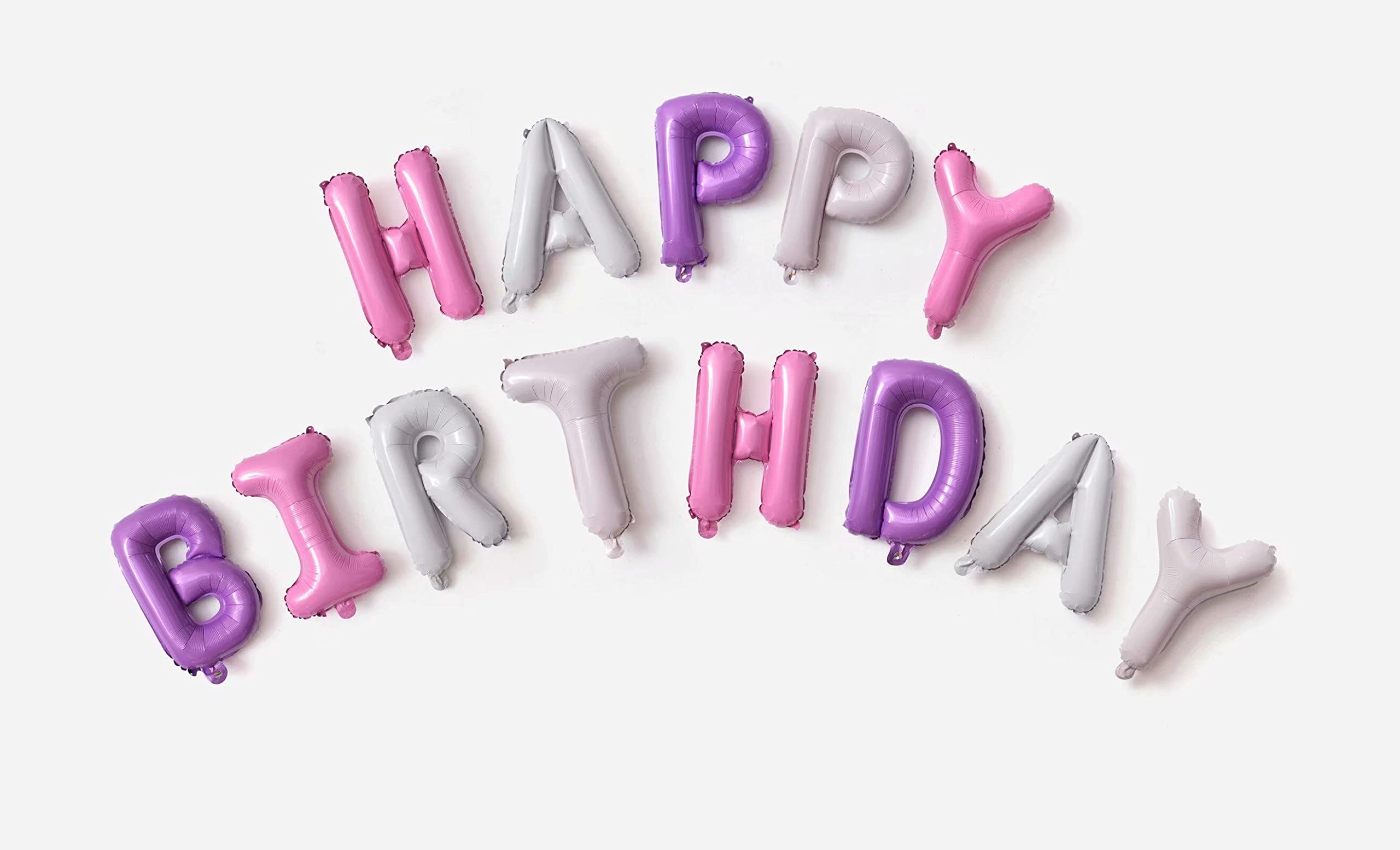Pink Purple Happy Birthday Banner Foil Balloon, 2m