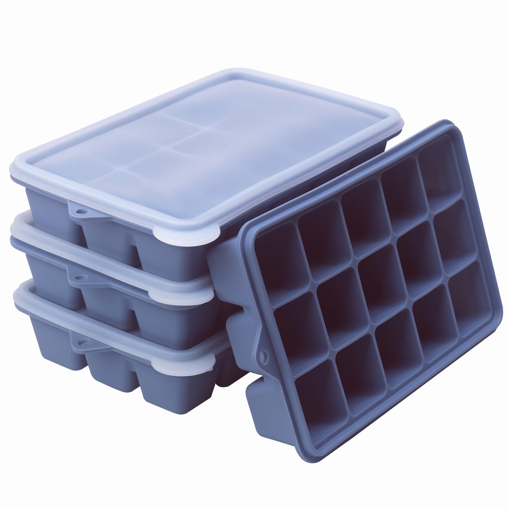 2 Tbsp Silicone Freezer Molds - Perfect for Storing Garlic, Herbs, Ginger, Pesto, Tomato Paste, Lemon Juice, Purees and More - Silicone Food Freezer Tray (Blue 4 Pack)