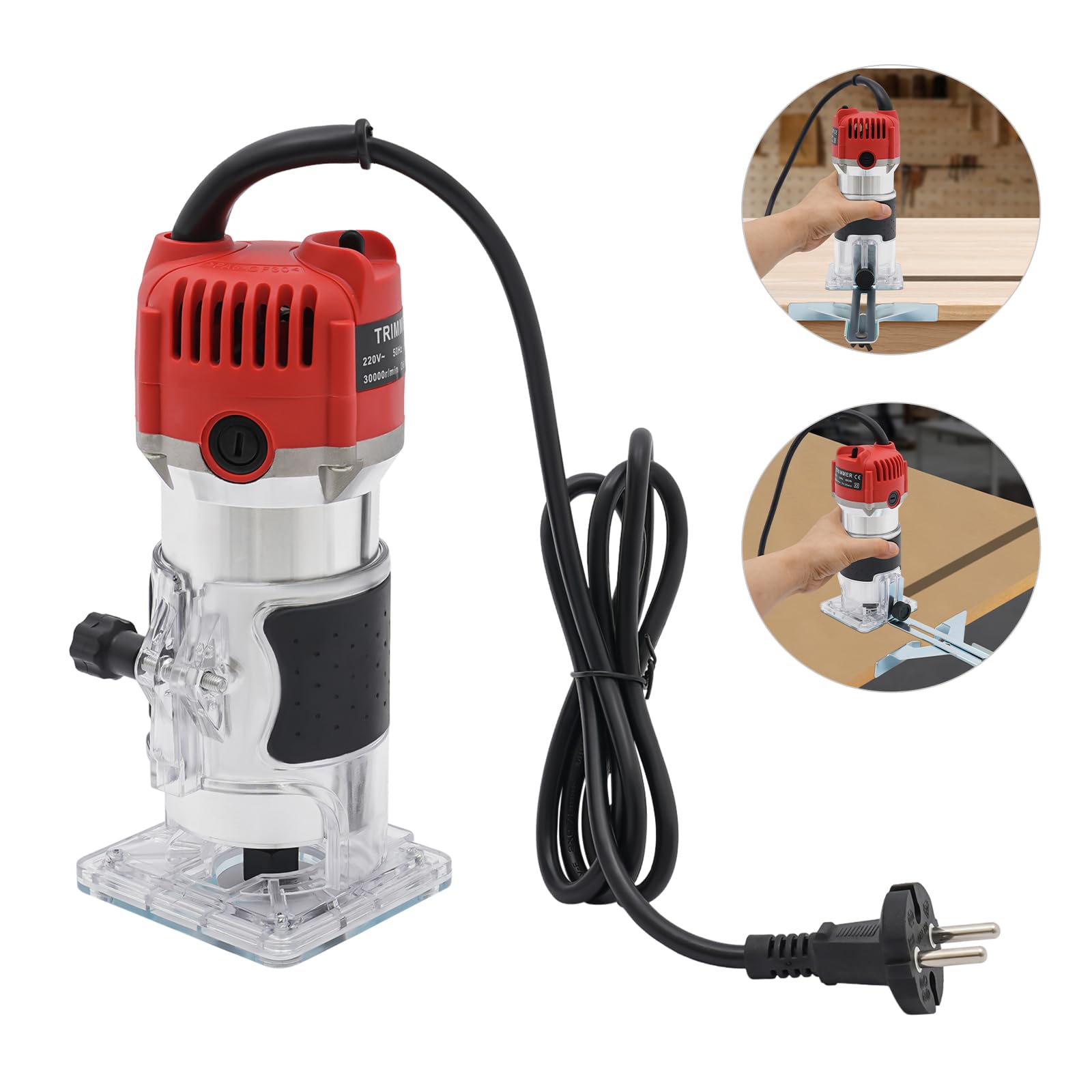 Fresadora de 800 W con una mano, 30.000 rpm, fresadora de madera eléctrica, 6,35 mm para trabajar la madera