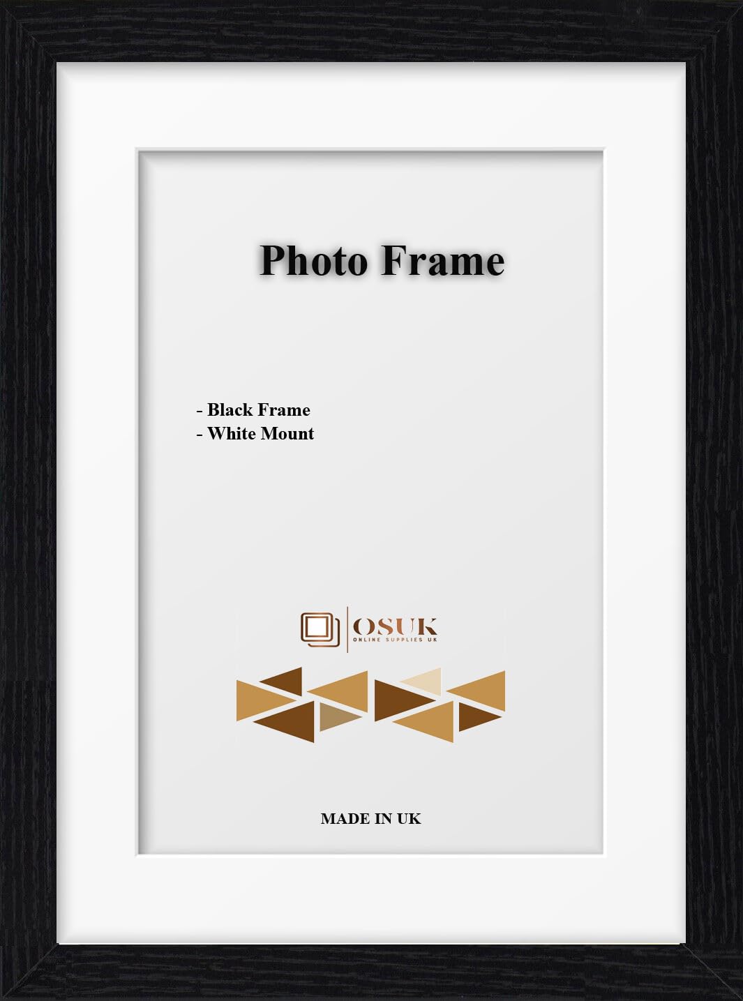 OSUK 10" x 8" For 8" x 6" Picture - Clear Perspex Window With MDF Backing - Modren Black Premium Photo Frame With White Mount Wall Mount Portrait & Landscape โ image 1