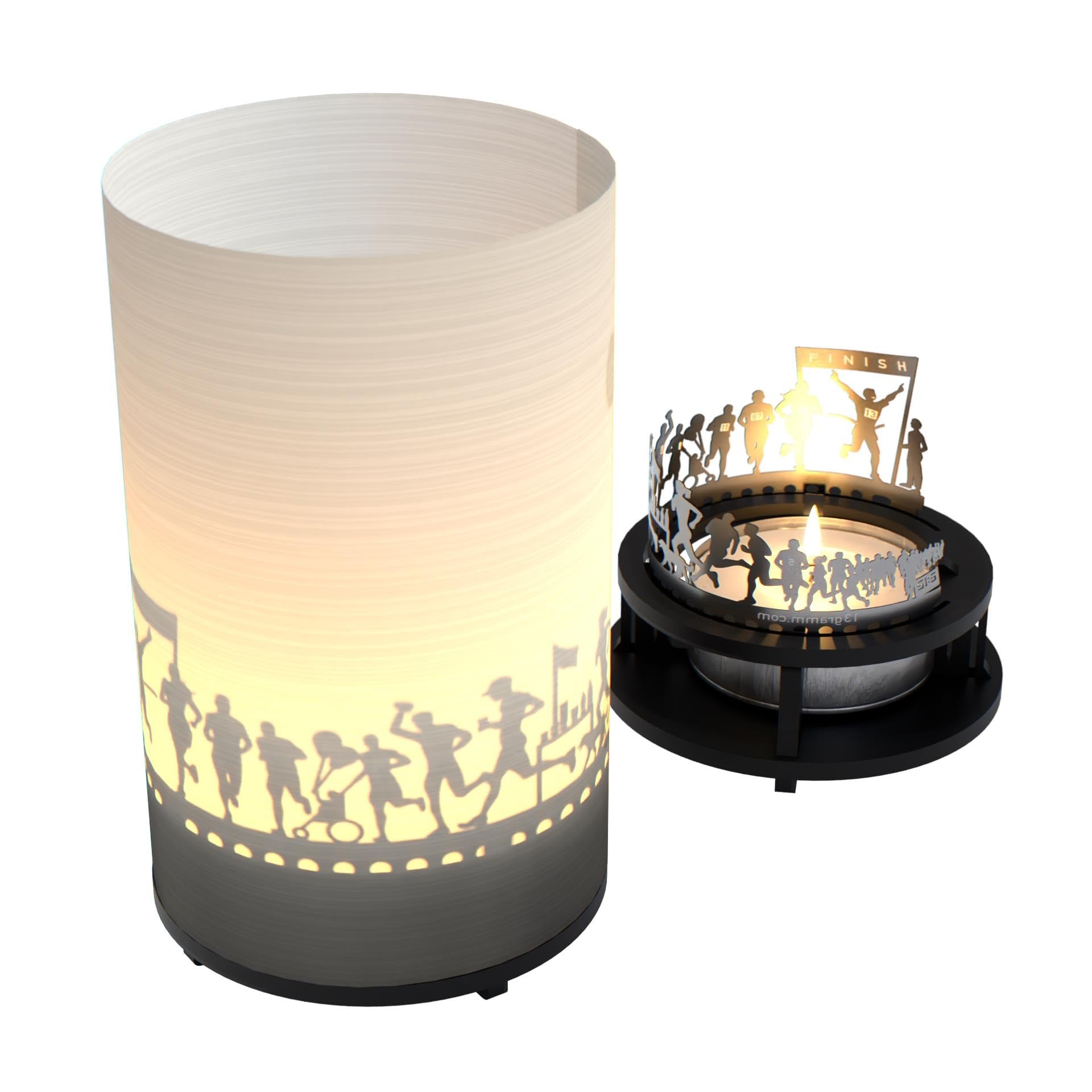 Marathon Premium Gift Box - Motif Candle for Runners | Shadow Play Projection Motifs | Inspiring and Motivating Running Gift