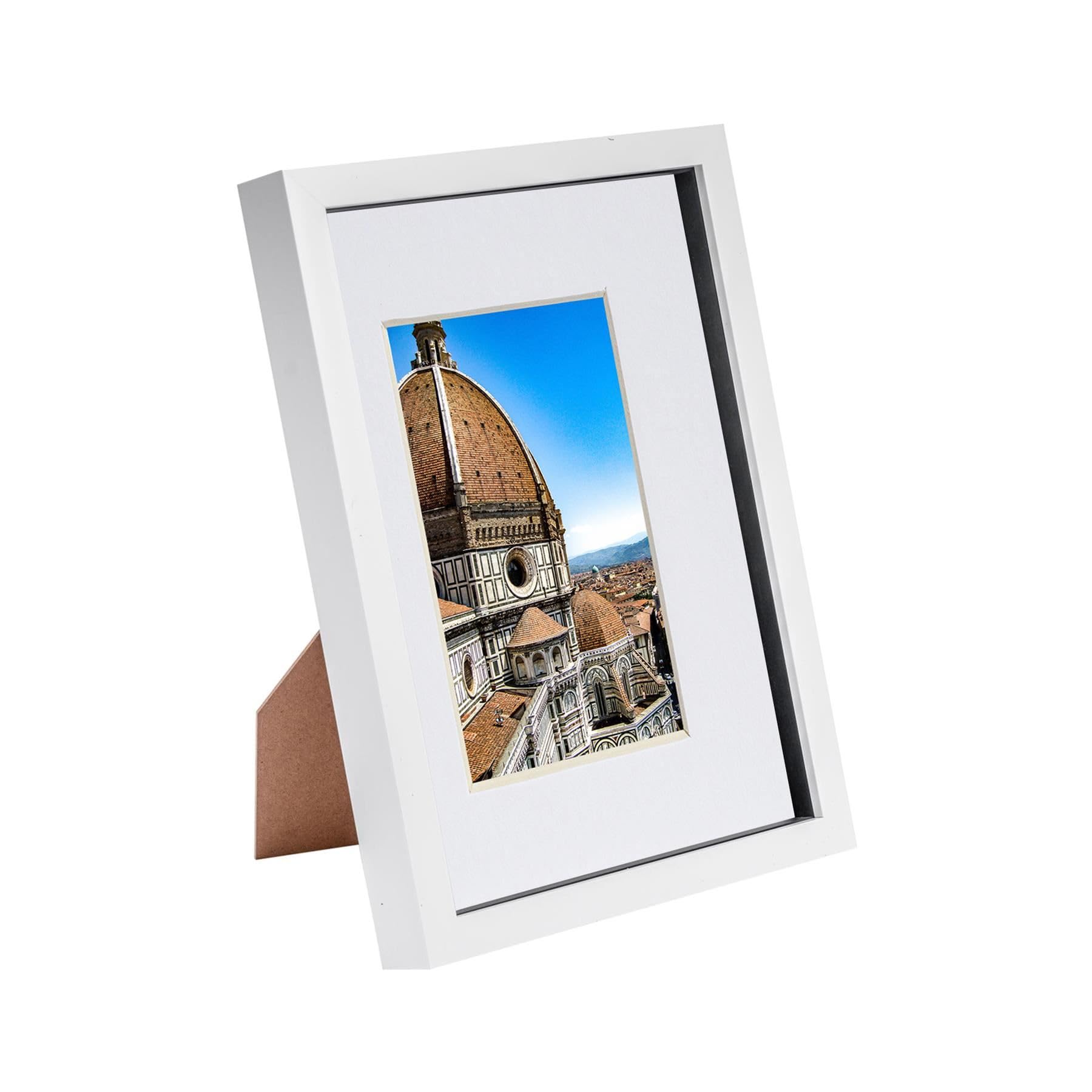 Nicola Spring White A4 (8" X 12") 3D Shadow Box Frame With A5 Mount - Mount