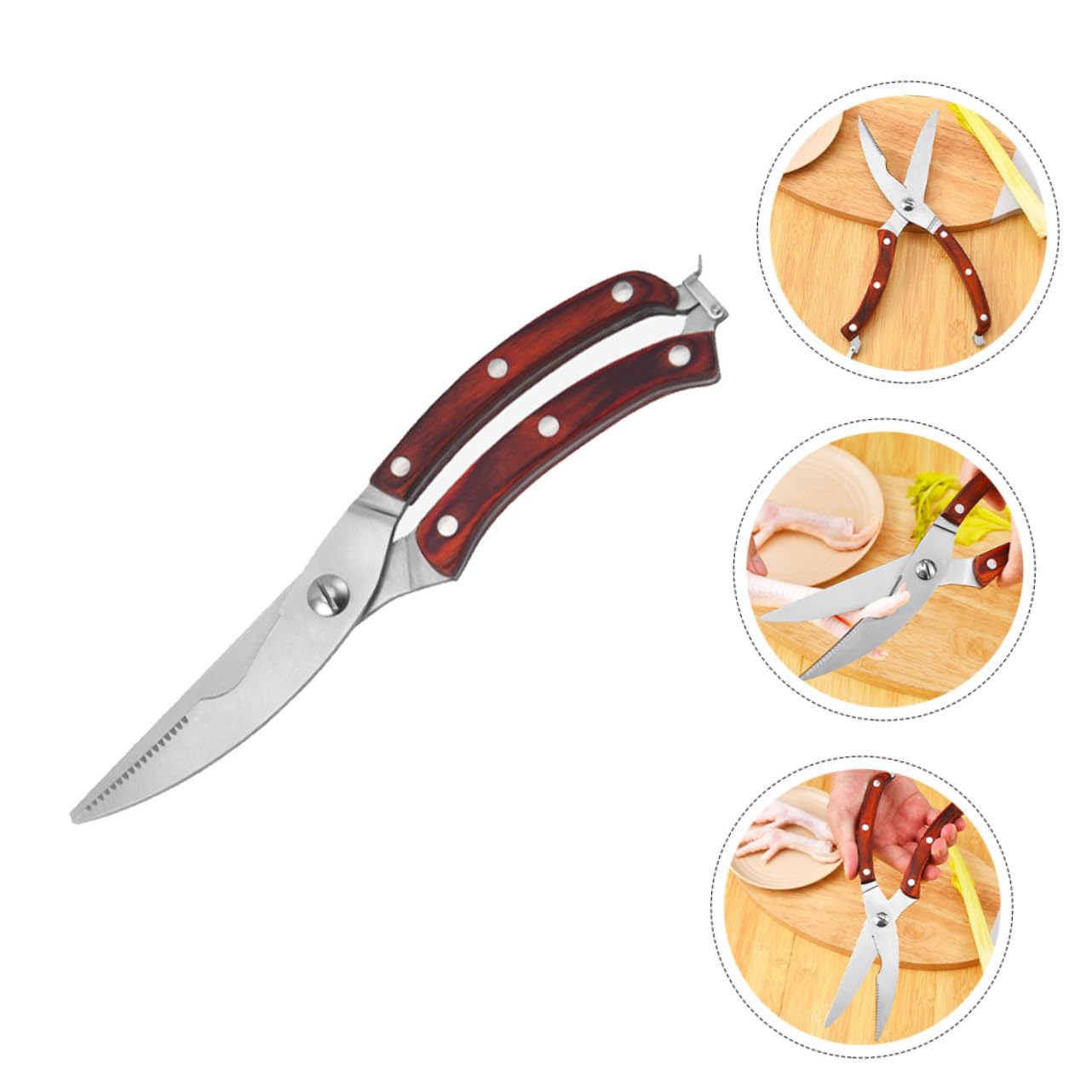 Alipis Ergonomic Chicken Bone Scissor Stainless Steel Kitchen Shear for Vegetables Fish Bbq Restaurant Use