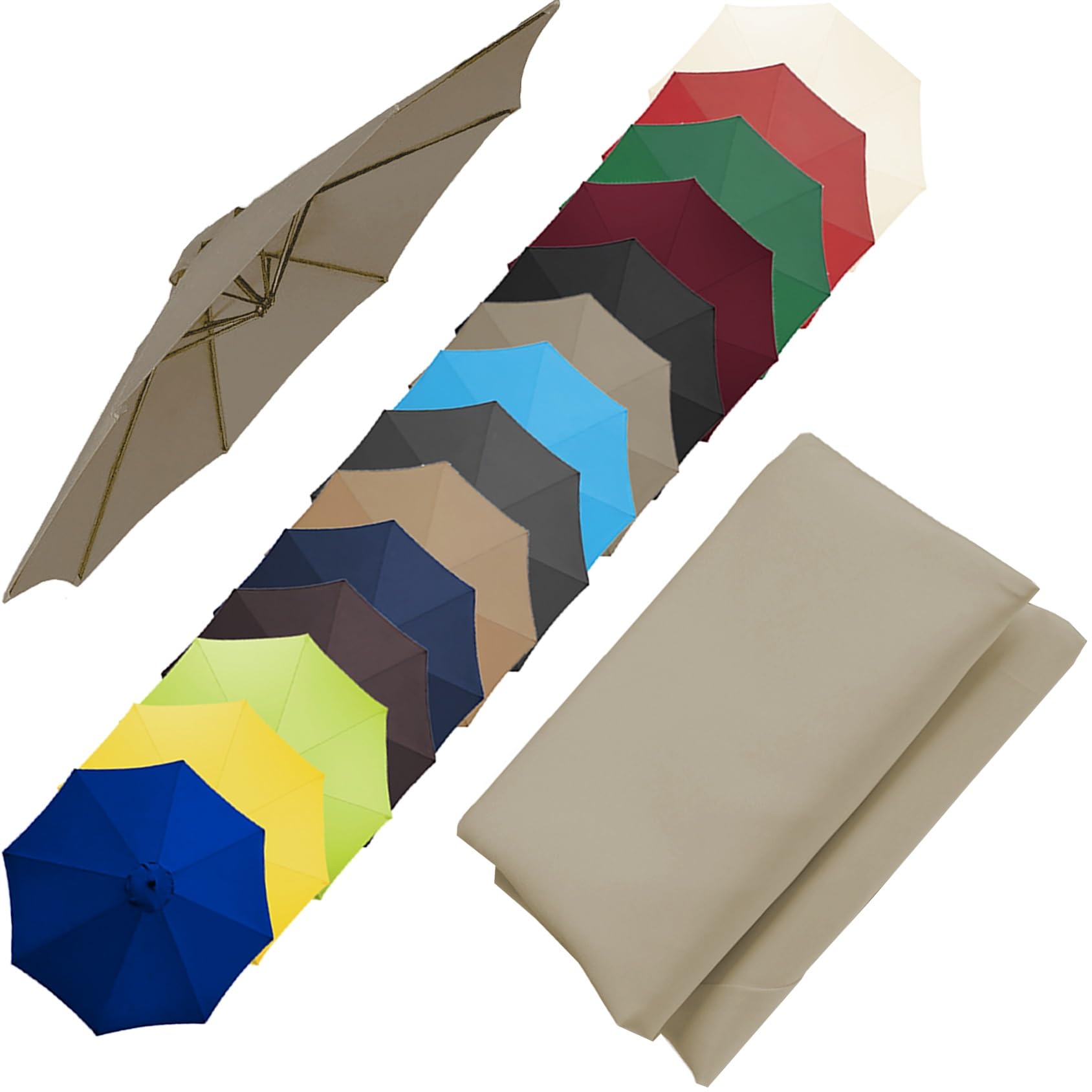 Replacement Canopy Top, Patio Umbrella Replacement Cloth, Garden Canopy Cover Replacement Cover For 200cm(6.5')-6 Arms 270cm(8.8')-6 Arms 270cm(8.8')-8 Arms 300cm(9.8')-6 Arms 300cm(9.8')-8 Arms(Color