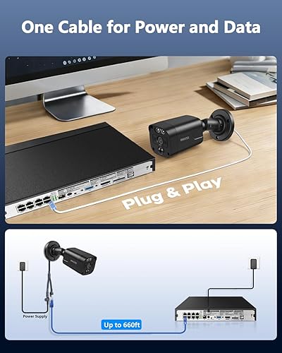 Miniatura 8 de 4K/8.0 megapíxeles y 130 ° ultra gran angular de 2 vías de audio PoE al aire libre Sistema de cámara de seguridad para el hogar con cable Sistema de