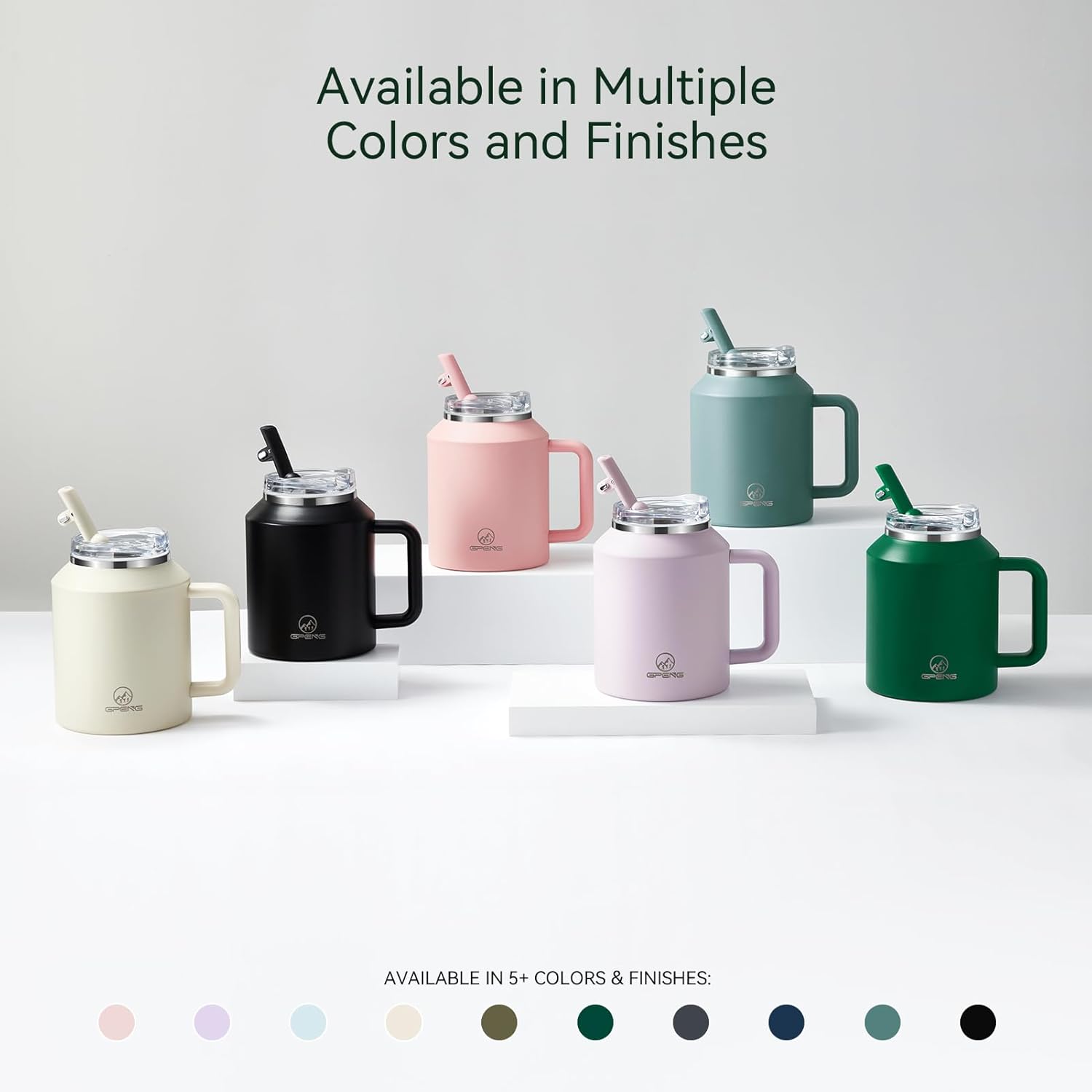 Gpeng 30/40/50 oz Tumbler with Handle, Water Bottles with Straw Lid, Insulated Stainless Steel Travel Mug Cup Holder Friendly, Keep Drinks Cold or Hot for Hours - Image 5