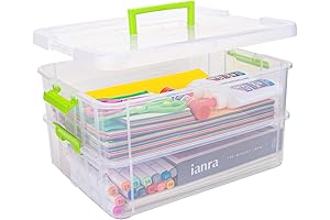 Barbie Doll Organizer Clear Storage Box with Lids, 2-Layer Storage Case, Multi-Purpose...