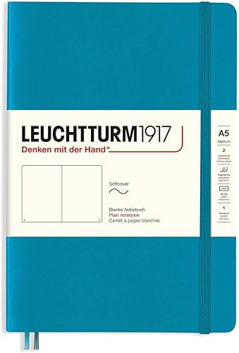 Miniatura 10 de LEUCHTTURM1917 - Cuaderno mediano A5 de tapa blanda, 123 páginas numeradas para escribir y llevar un diario (color verde bosque, rayado) Verde