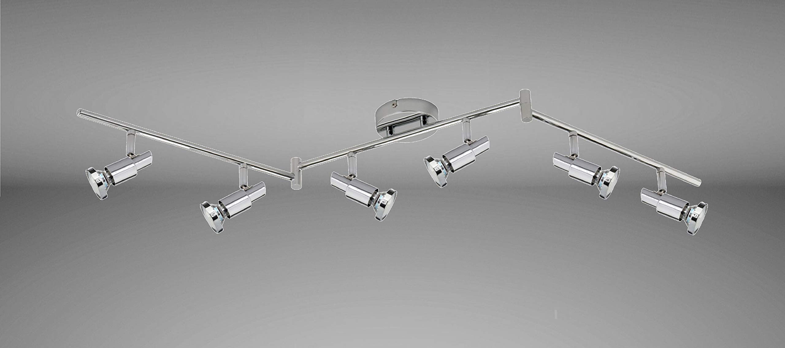 Trango 6-flammig 2991-68SD LED Deckenleuchte *OSCAR* in Chrom-Optik inkl. 6x 5 W 3-Stufen dimmbar GU10 LED Leuchtmittel I Deckenlampe I Deckenstrahler I Deckenspots I Wohnzimmer Lampe schwenkbar