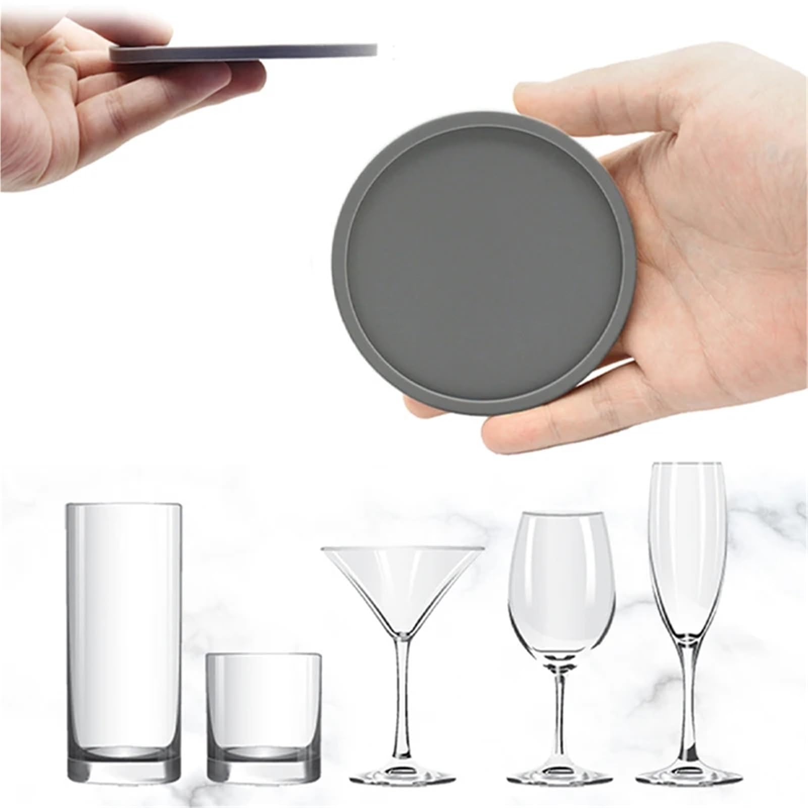 Sottobicchieri, Set da 32 Pezzi/Set in Silicone: tappetini for Bevande circolari e Resistenti al Calore for Ufficio(Gray)