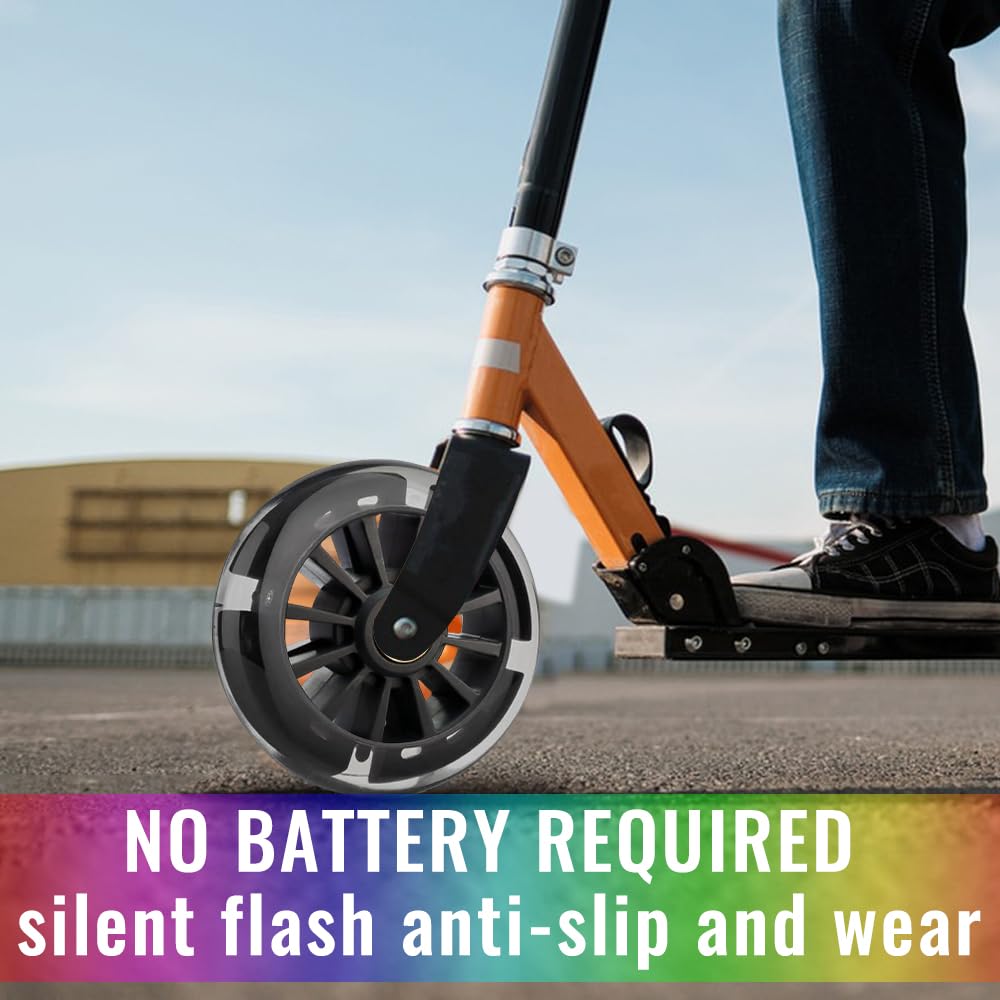 DBREAKS Lichtgevende stunt scooter wielen, 4 stuks LED-lichtwielen, 120mm Led Scooter vervangingswielen met ABEC, 9 kogellagers, hardheidsgraad 88A, geschikt voor allerlei scooters (Zwart