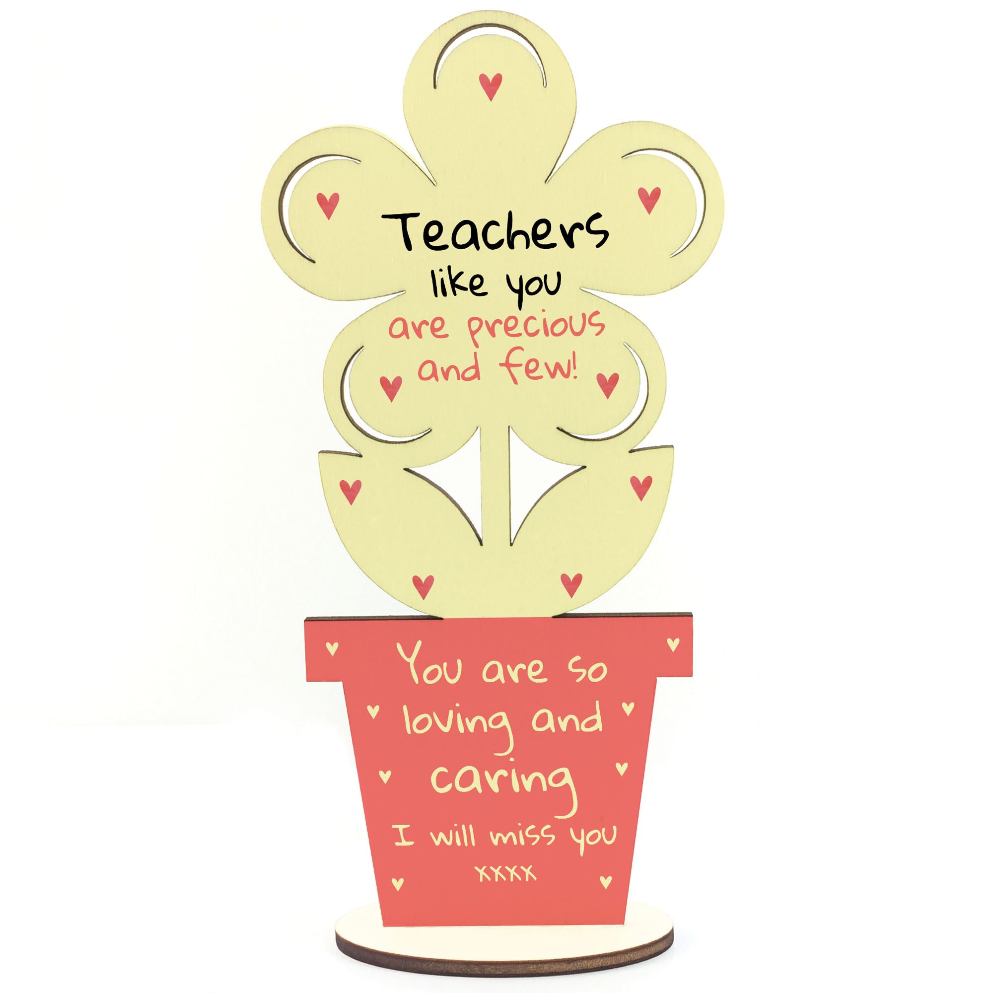 Red Ocean Leaving Pre-School Nursery School Thank You Gift For Teacher Precious And Few Wooden Standing Flower Gift For Him Her