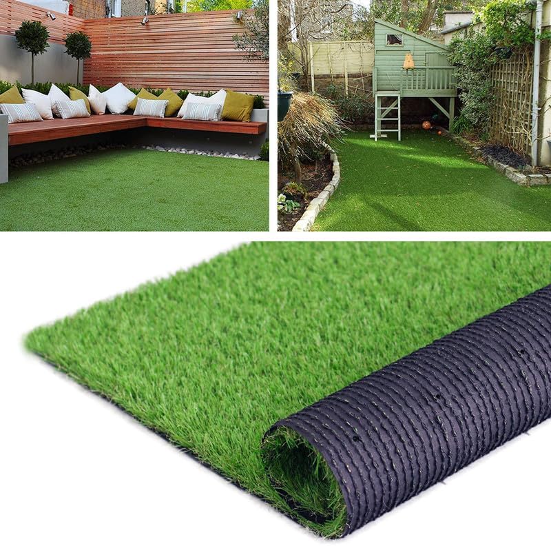 Artificial Grass Rug Realistic Indoor/Outdoor Fake Grass 1.38" Pile Height Synthetic Grass Rug 1FTX14FT with Drainage Holes Faux Grass Astroturf Carpet Pet Turf Mat for Potty Training Rug