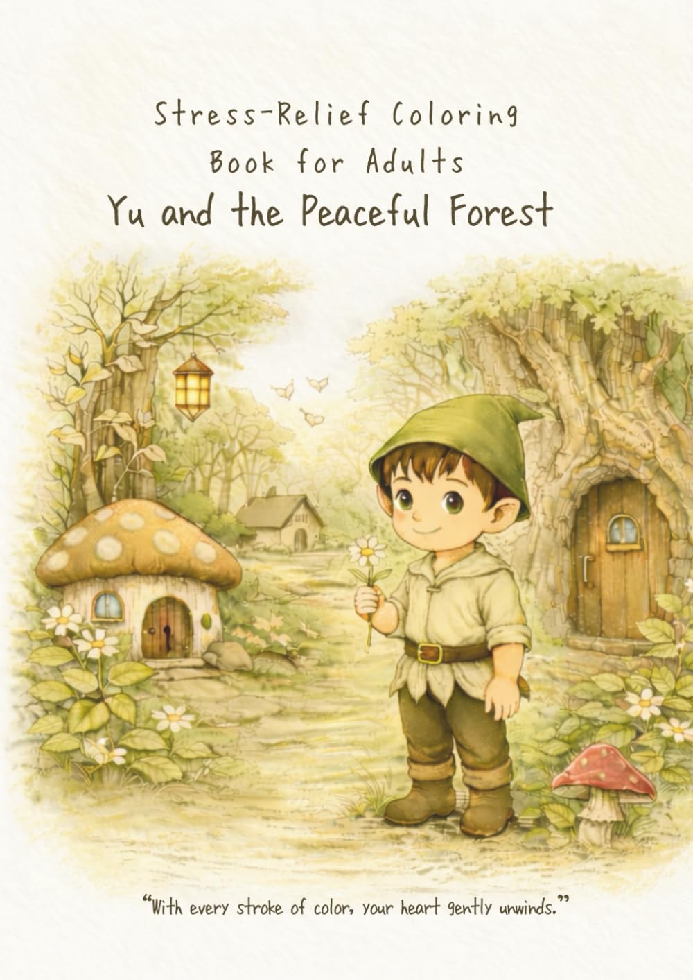Yu and the Peaceful Forest: Stress-Relief Coloring Book for Adults