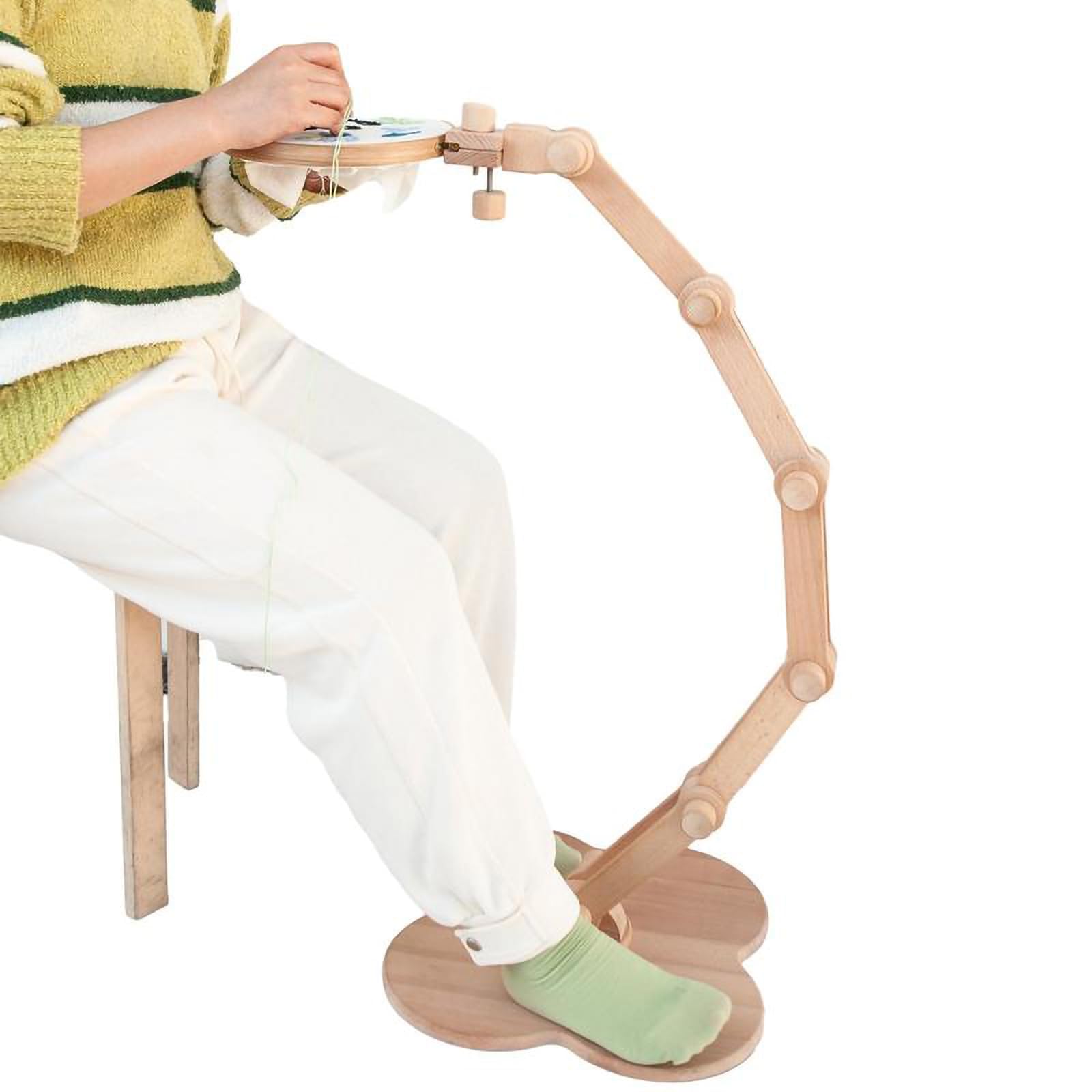 Marco de bordado, marco de punto de cruz plegable de madera retráctil con bastidor de bordado, diseño de pie, ideal para manualidades y costura