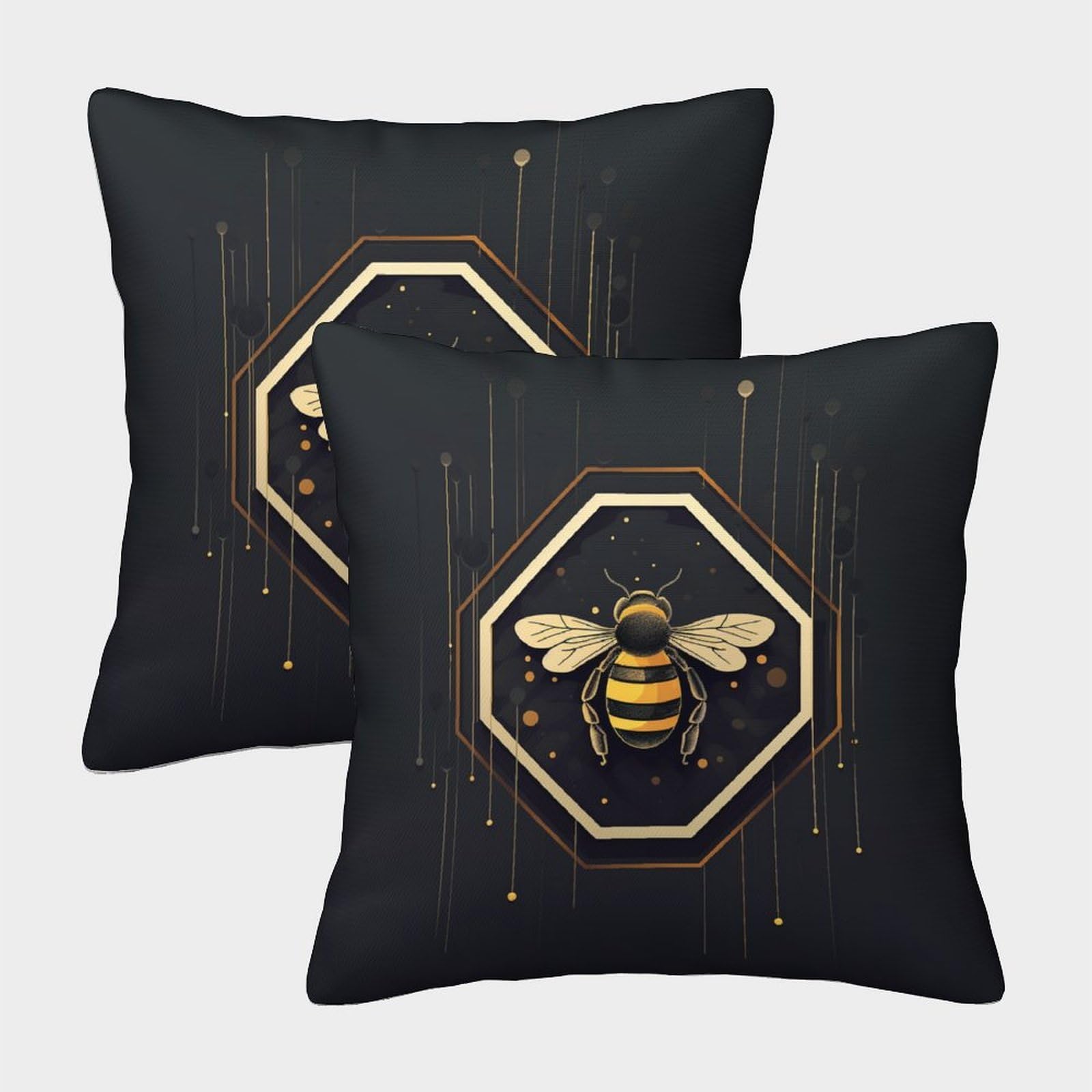 Kkpbhtyvg Style-7 Bee Cushion Cover 2 Pack Decorative Machine Washable Pillowcases Square Cushions With Invisible Zipper Cushion Covers For Sofa Car Bed Outdoor Decor Throw Pillow Case 45X45cm