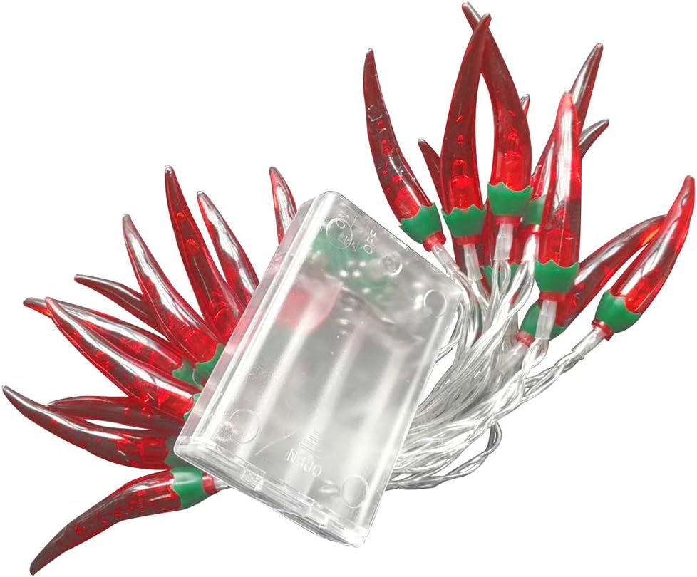 3m 20 LEDs Chili String Light LED Battery Powered Red Chili Pepper Lights Festival Decorations Light Chili Lights for Kitchen Garden Patio Camping (Red)