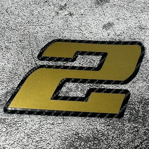 Horayten Racing Number Car Sticker Motorcycle Helmet Driver Digits Auto Tank Decal Gold and Black Carbon Fiber Outline (2, Height 2.36 inch)