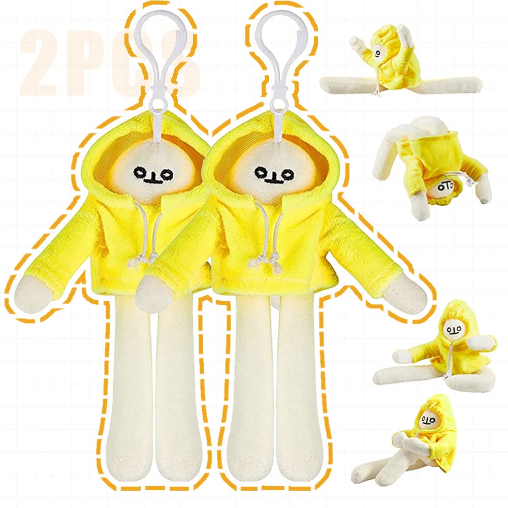 Karinie2 Pieces Stuffed Banana Man Doll Plush Toy Weird Plush with Magnet Pose Doll Decompression Toy Plush Pillow Toy Stuffed Doll Changeable Plush Birthday Christmas Party Gift, 7.1 inch/ 18 cm