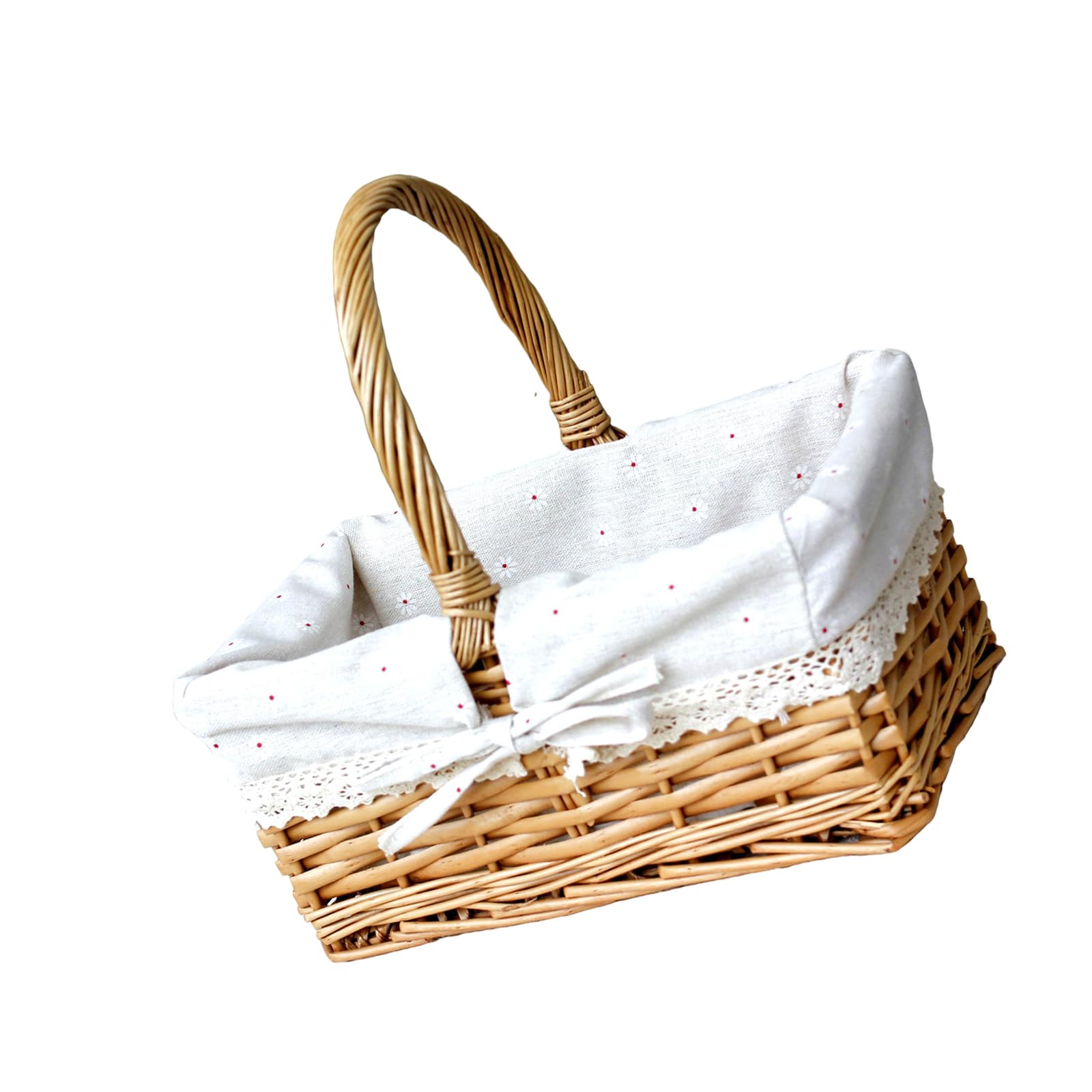 NVOQILIN Wicker Picnics Basket with Handle and Washable Liner for Camping, Vegetable Picking, Mother ' s Day, Thanksgiving Outings Outdoor Picnics Basket