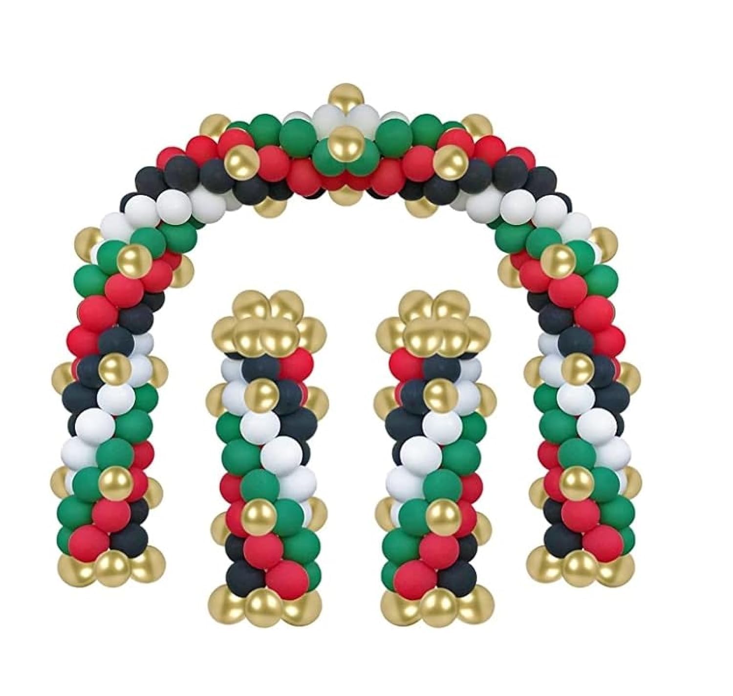 100 PCS Of Red White Green Black Latex And Gold Chrome Balloons For UAE National Day And Flag DayCelebrations