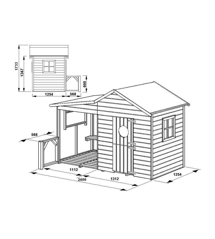 Casetta in legno da giardino ("ELA" - 240 x 125 x 173H)