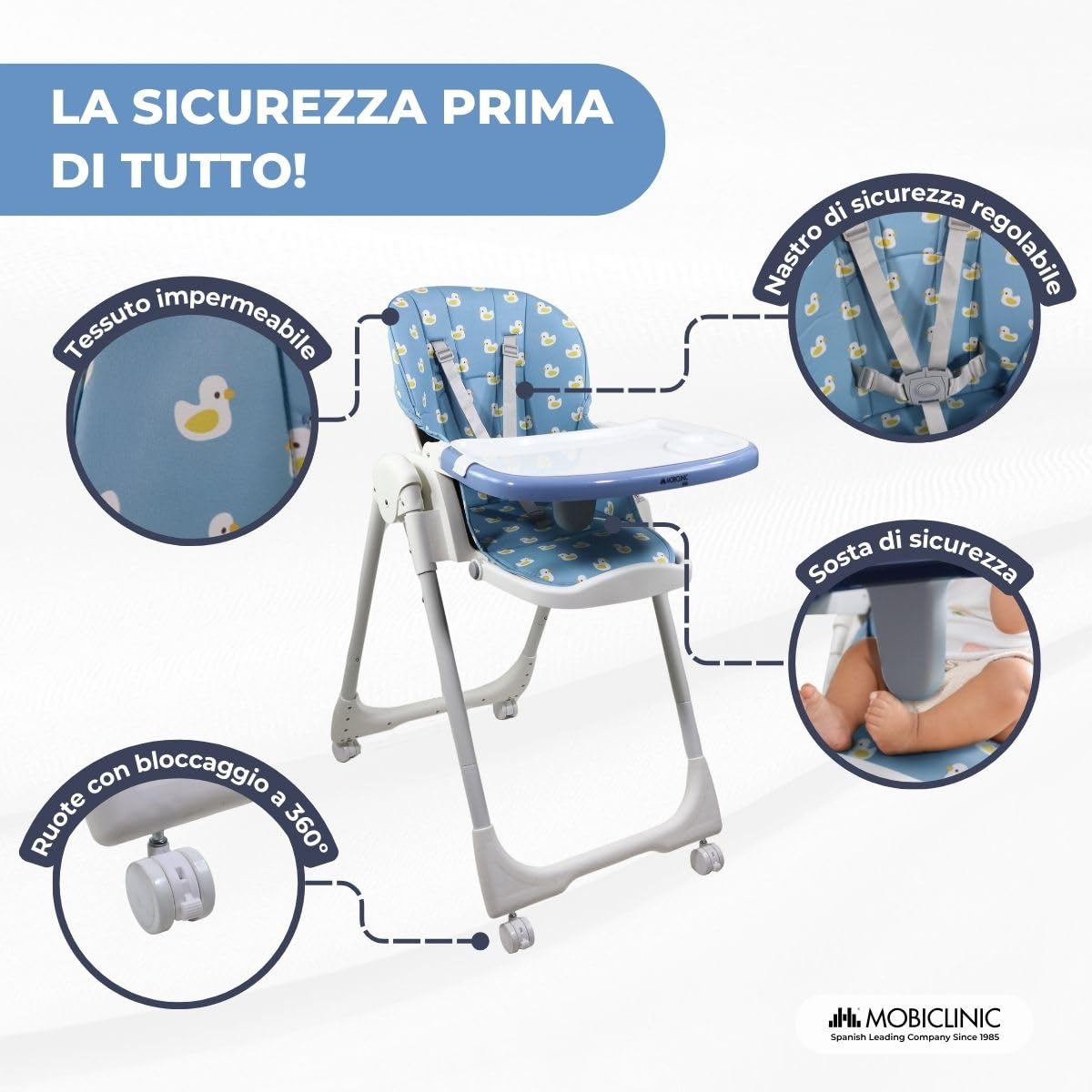 Mobiclinic® kids, Seggiolone per bambini, Evolutiva, Pieghevole, Trasformabile in, Simba, Imbracatura a 5 punti, Ruote con freno, Doppio vassoio estraibile, Tessuto lavabile, Regolabile