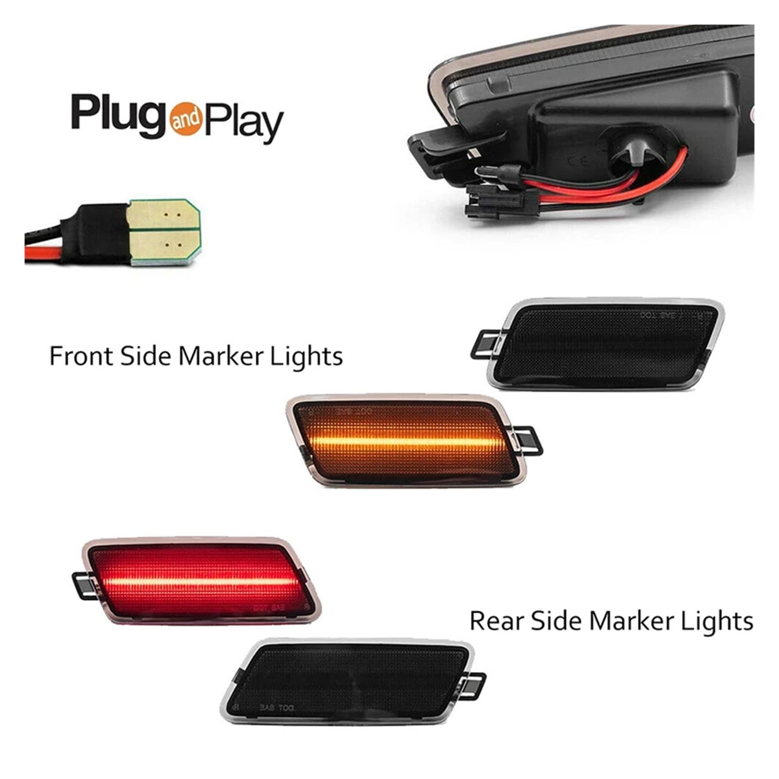Pasuje do A//u//d//i A7/S7/RS7 (typ 4G8) 2012-2018 12V przednia bursztynowa tylna czerwona dioda LED zderzak samochodowy boczne światła obrysowe światła flary błotnika(Crystal Blue)