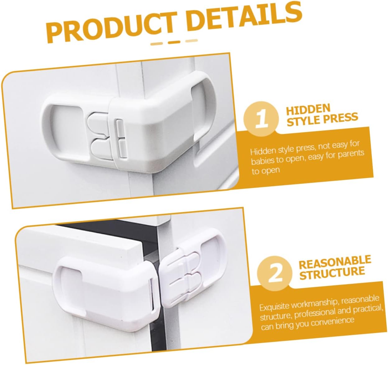 16pcs Childproof Cabinet Angle Drawer Locks for Safety Easy No-drill Installation Protects against Accidental Openings of Cabinets Appliances